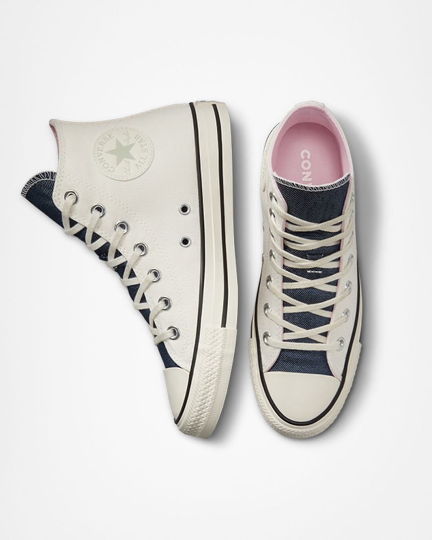 Tenis Converse Chuck Taylor All Star Denim Cano Alto Feminino Bege Azul Marinho Verde Oliva | PT P043057